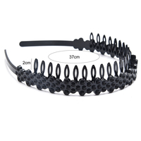 1 sztuk zwykły czarny rozciągliwy elastyczny cienki twardy Metal obręcz do włosów włosów ręcznie pałąk uchwyt zapięcie grzebień Hairgrips z zębami korona 3